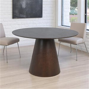 Table ronde en bois foncé Ø120 cm LISBONNE